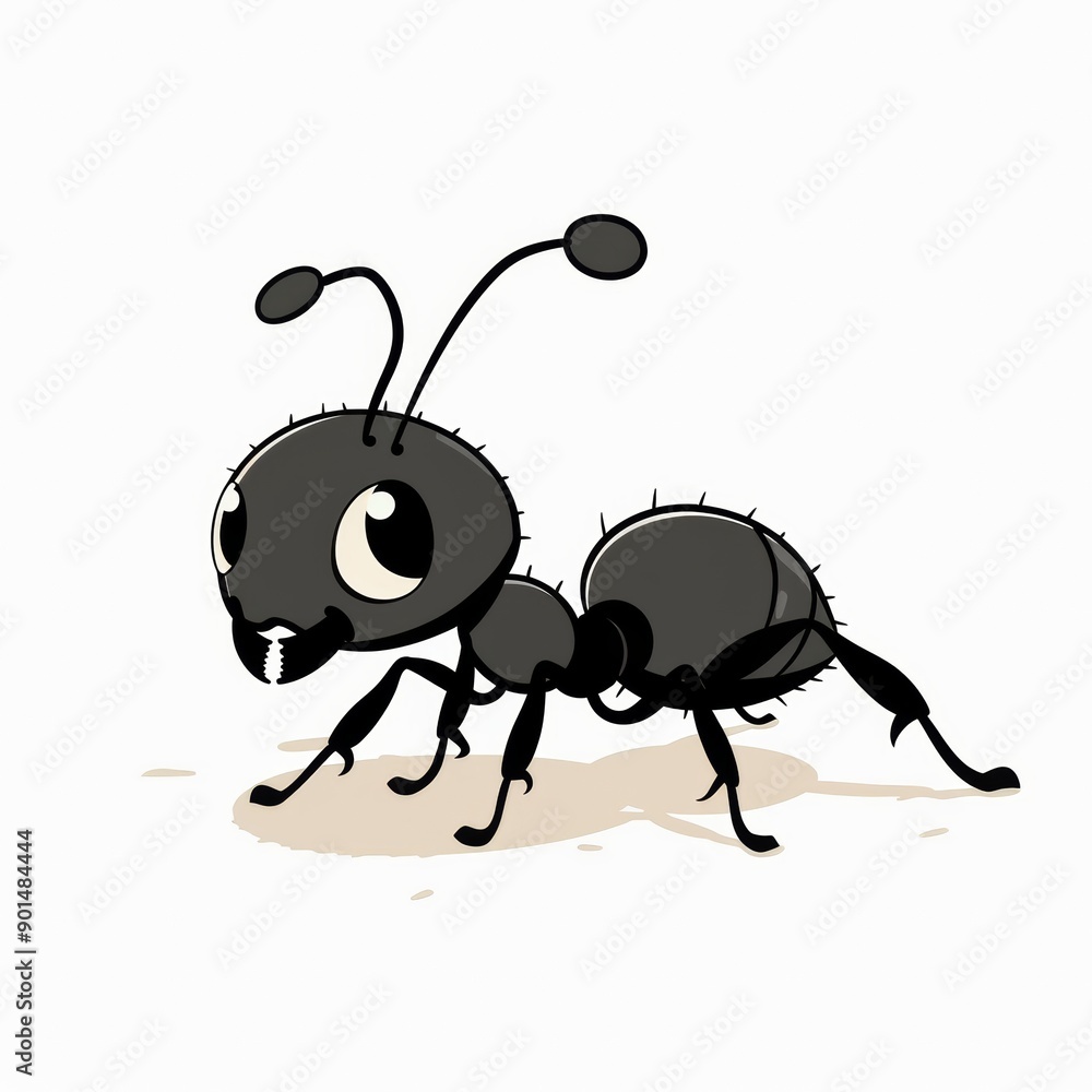 Fototapeta premium A cartoon illustration of Ant, flat, minimal, vector, doodle illustration, dynamic pose, half body, hand drawn illustration, pastel soft color tones, very cute