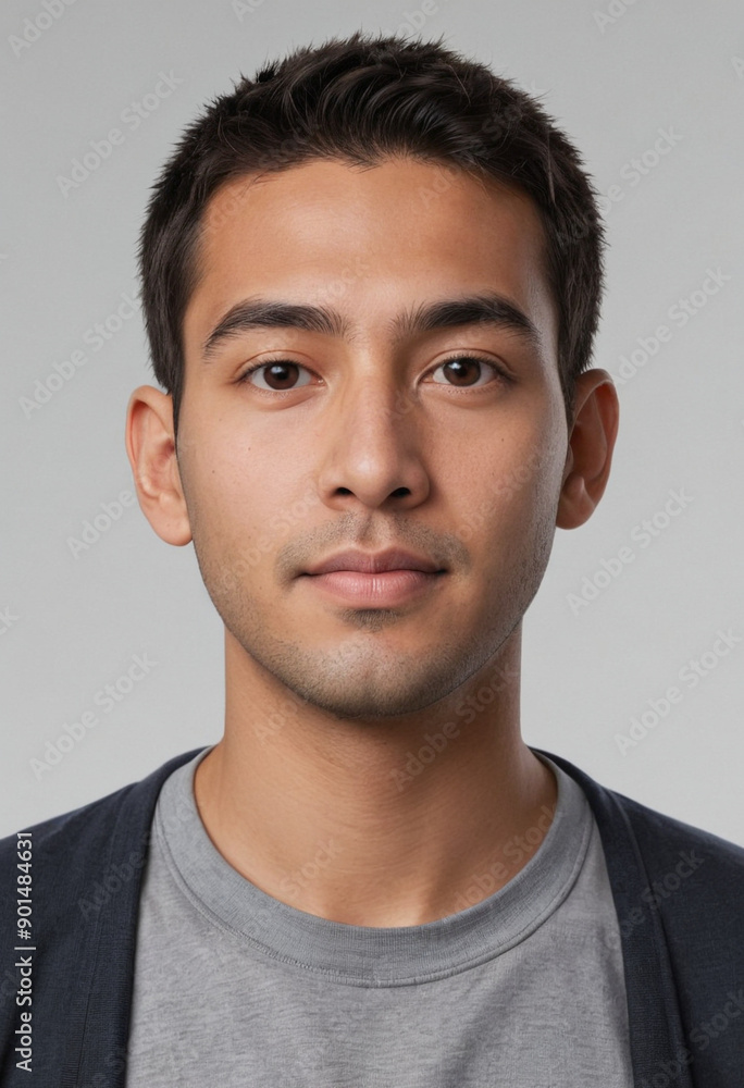 Fototapeta premium Portrait view of a regular Muni , candid, social media, avatar image, plain solid background