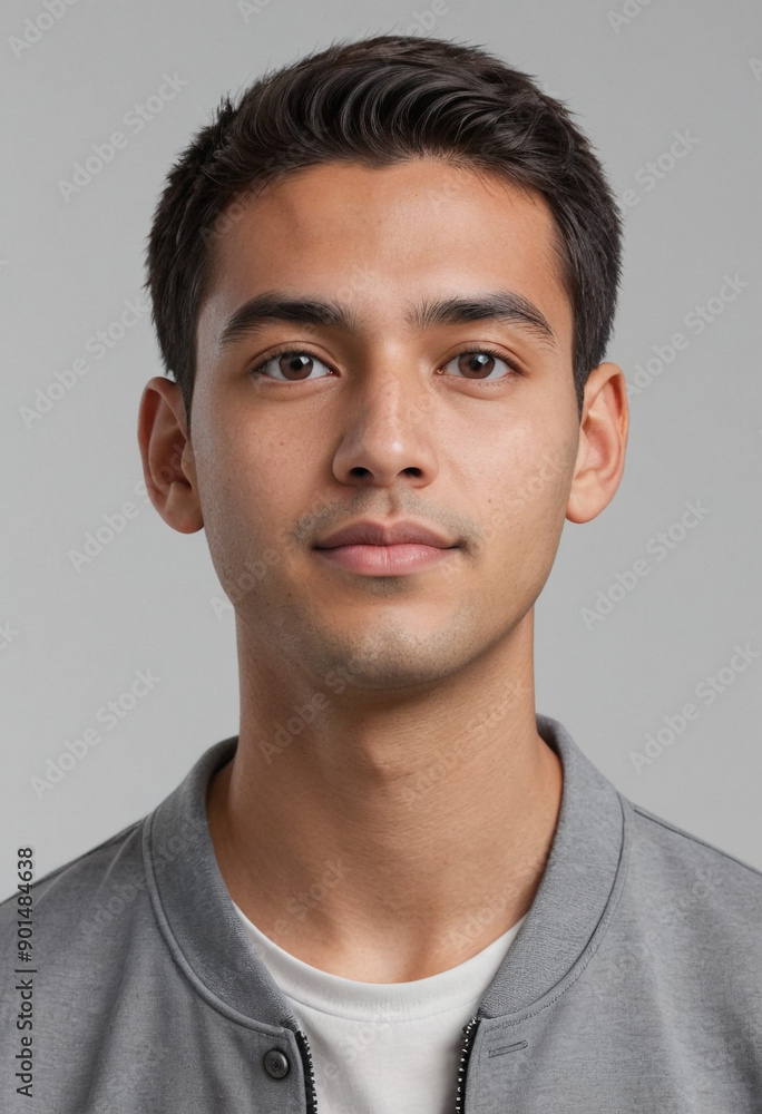 Fototapeta premium Portrait view of a regular Muni , candid, social media, avatar image, plain solid background