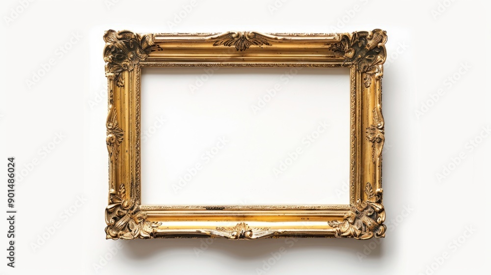 Classical gilt frame with canvas on white background Classical gilt frame with canvas on white background