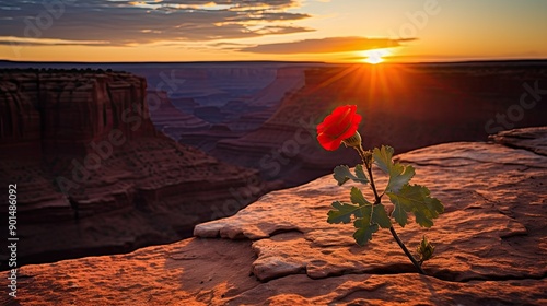 a red poppy flower growing on the edge 