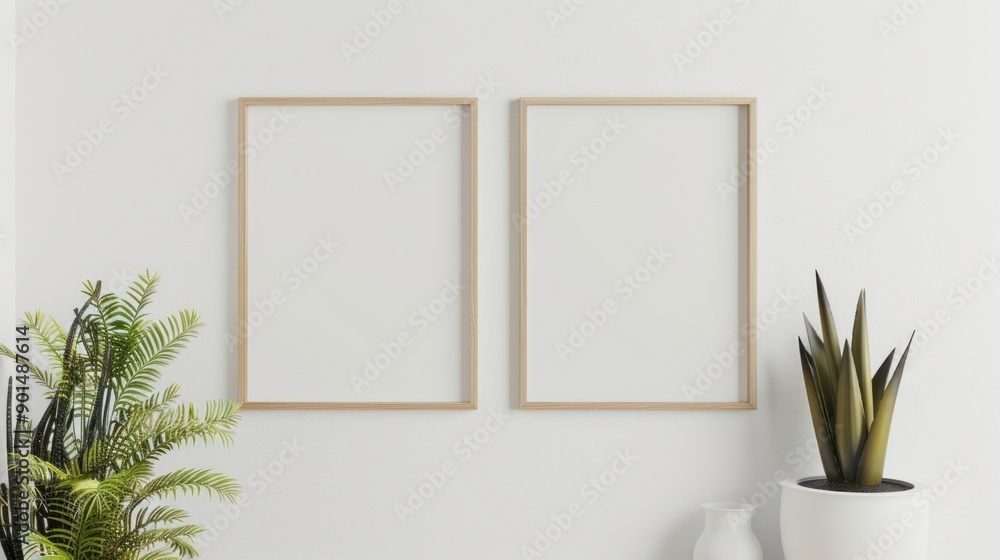 Two Empty Frames on White Wall Two Empty Frames on White Wall