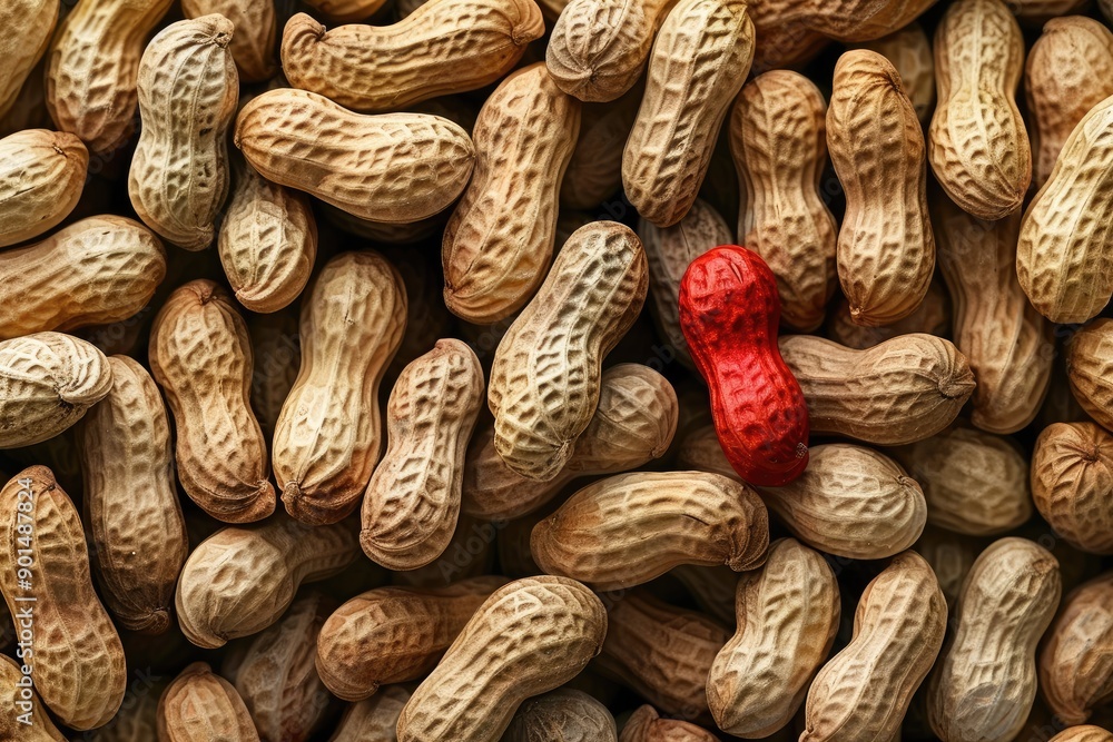 Bag of Peanuts Spilling onto Surface Bag of Peanuts Spilling onto Surface