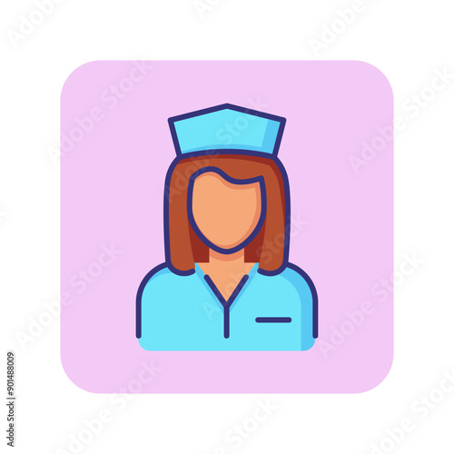 Nurse uniform line icon. Female doctor, gynecologist, assisted living. Medicine concept. Vector illustration can be used for topics like healthcare, hospital, medical care