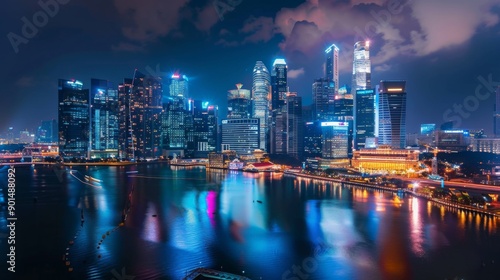 Night Cityscape of Singapore Central Business District