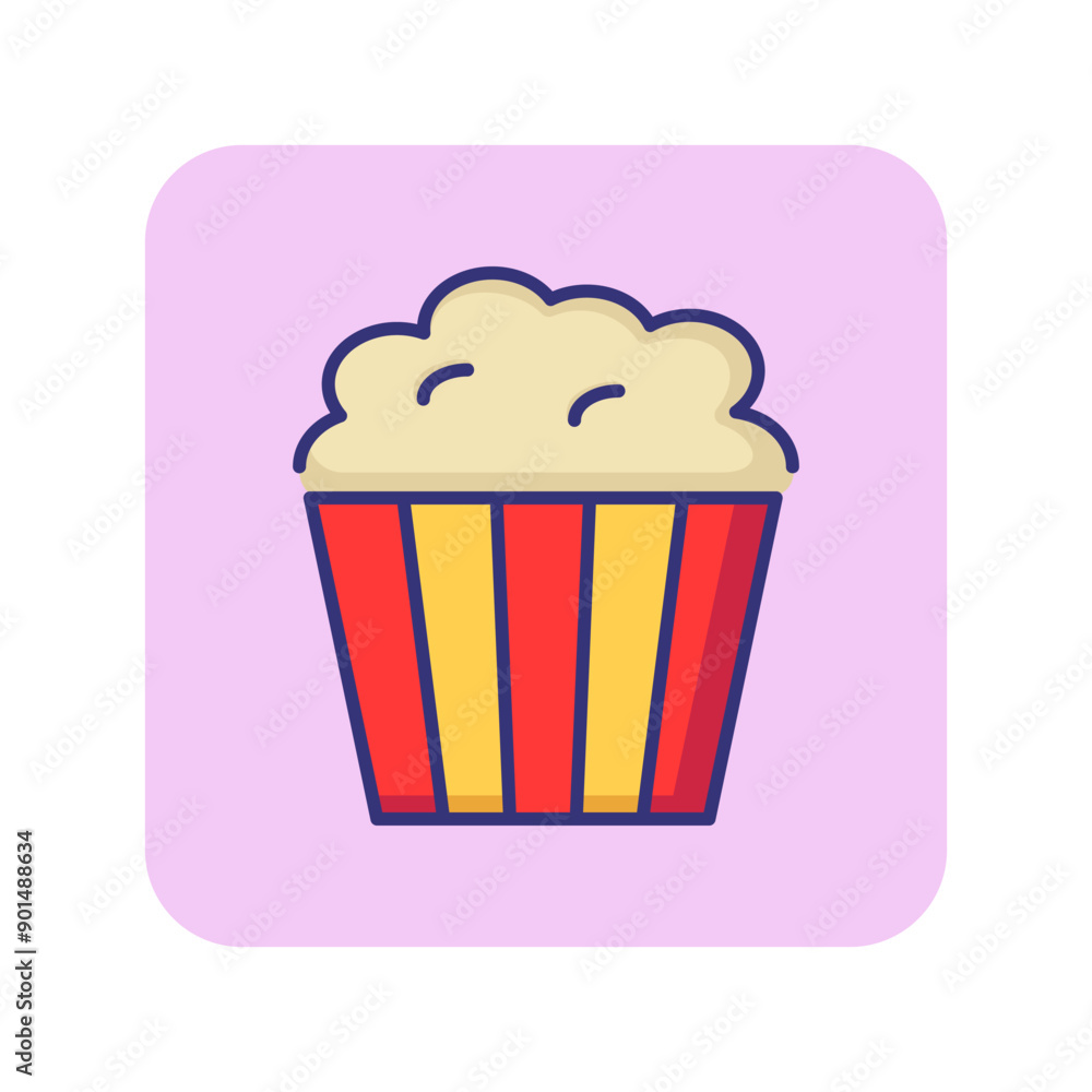 Popcorn line icon. Corn, snack, bucket. Cinema concept. Can be used for topics like movie watching, takeaway food, entertainment, leisure Popcorn line icon. Corn, snack, bucket. Cinema concept. Can be used for topics like movie watching, takeaway food, entertainment, leisure