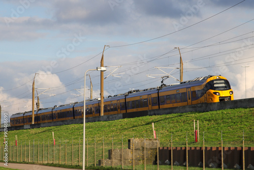 ICNG new NS high speed train at Rijpwetering viaduct with speed reduction