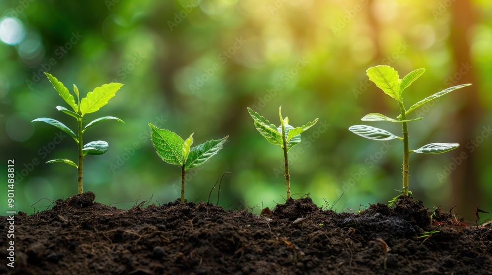 Fototapeta premium Afforestation: Planting trees in previously treeless areas to establish new forests, enhance biodiversity, and improve environmental conditions. 
