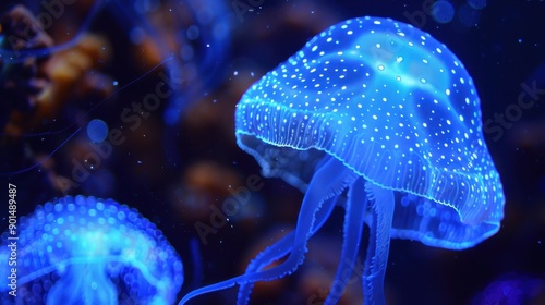 Bioluminescence: The emission of light by organisms through biochemical reactions, creating natural glow for communication, camouflage, or attracting mates and prey.
 photo