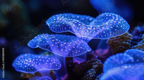 Bioluminescence: The emission of light by living organisms, resulting from biochemical reactions within their cells, used for purposes like signaling, mating, or predation.
 photo