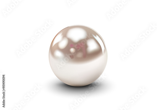 3D vector illustration of a single shiny pearl with a smooth surface, representing elegance, beauty, and luxury, suitable for themes related to jewelry, fashion, and high-quality materials