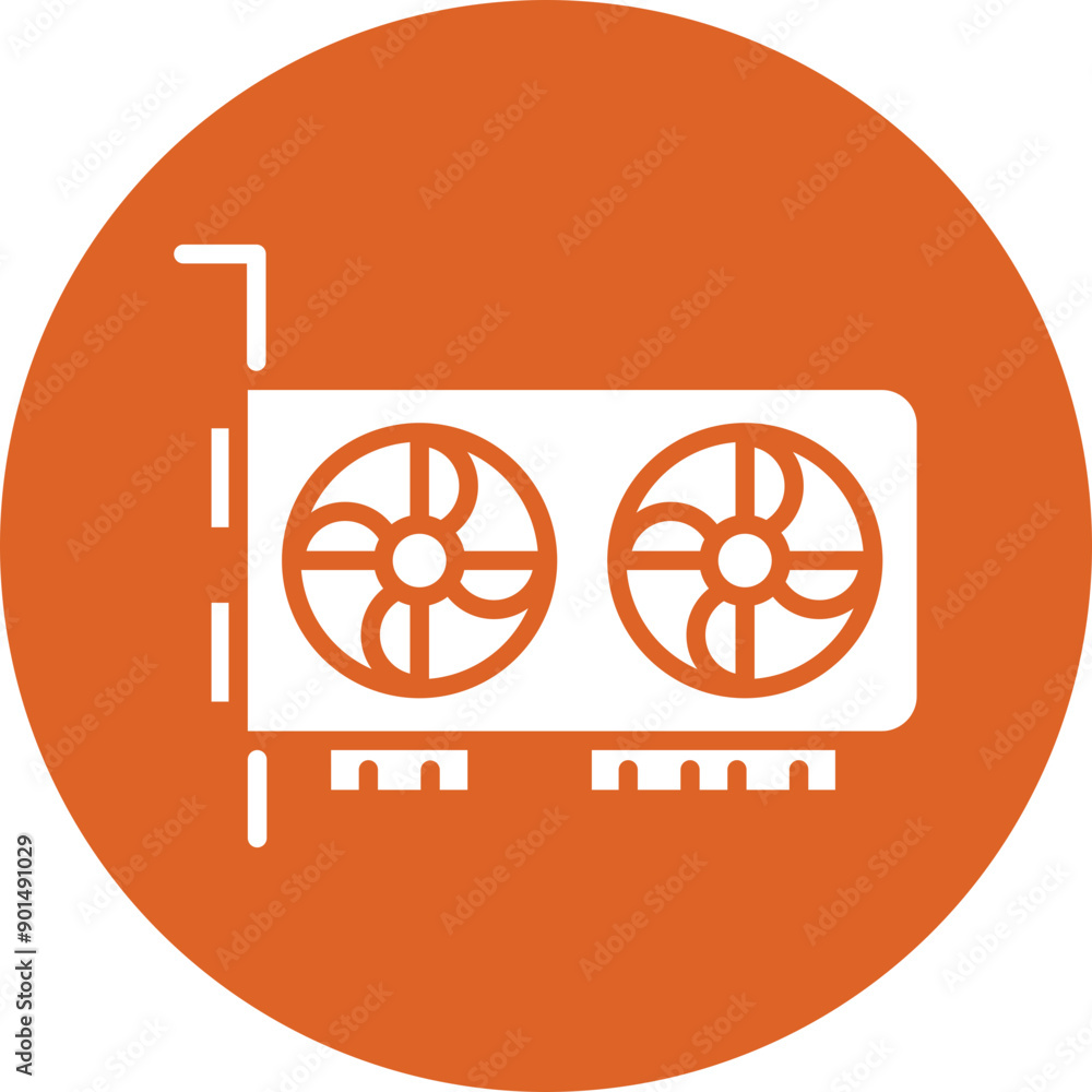 Graphic card glyph circle icon Graphic card glyph circle icon
