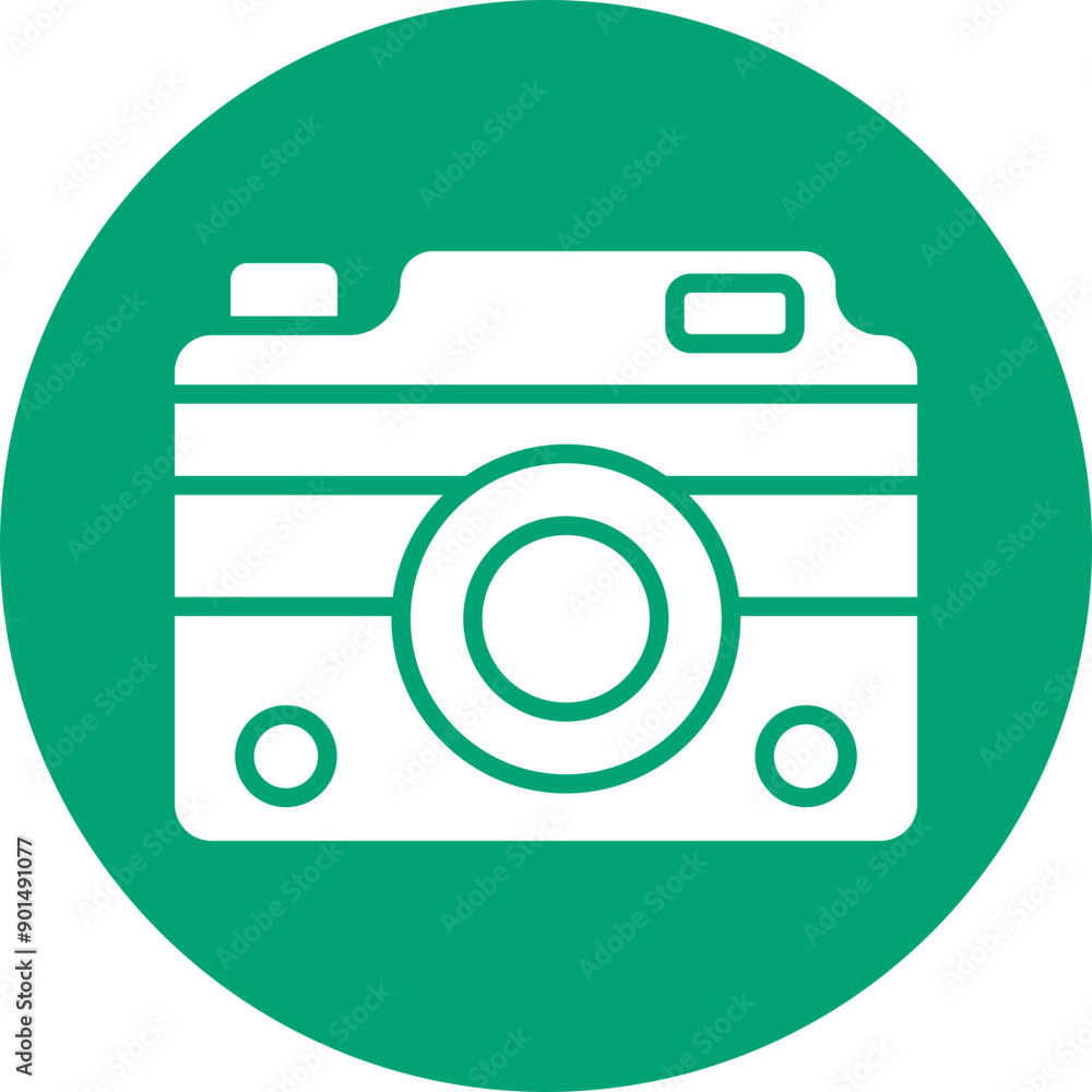 Camera glyph circle icon