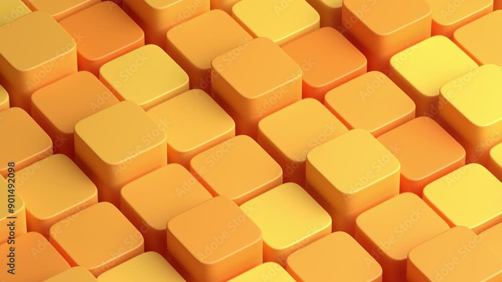 Abstract animation, geometric background design with yellow cubes, 4k looping video, 3d render Abstract animation, geometric background design with yellow cubes, 4k looping video, 3d render