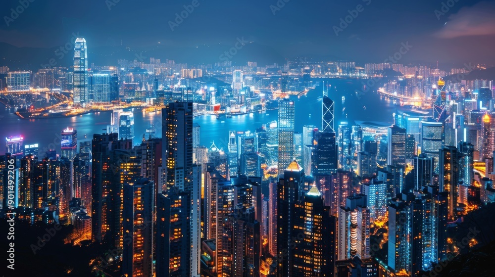 Fototapeta premium Stunning Hong Kong Skyline at Night