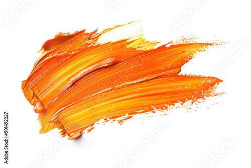 Obraz na płótnie orange grunge brush strokes of oil paint abstract isolated on transparent or white background w salonie
