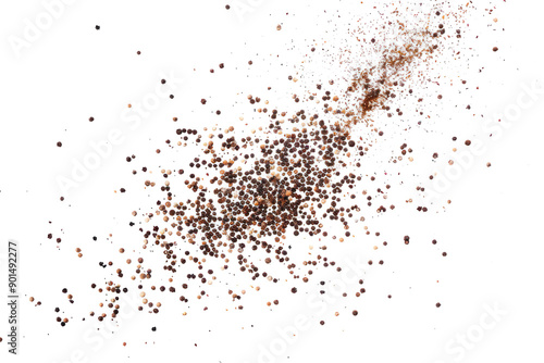 Obraz na płótnie scattered black ground pepper, spice flying isolated on transparent background w salonie