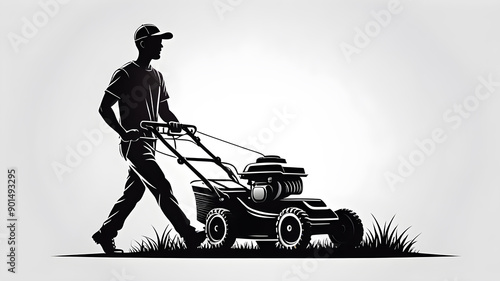 Lawn mower logo on white background. Generative AI