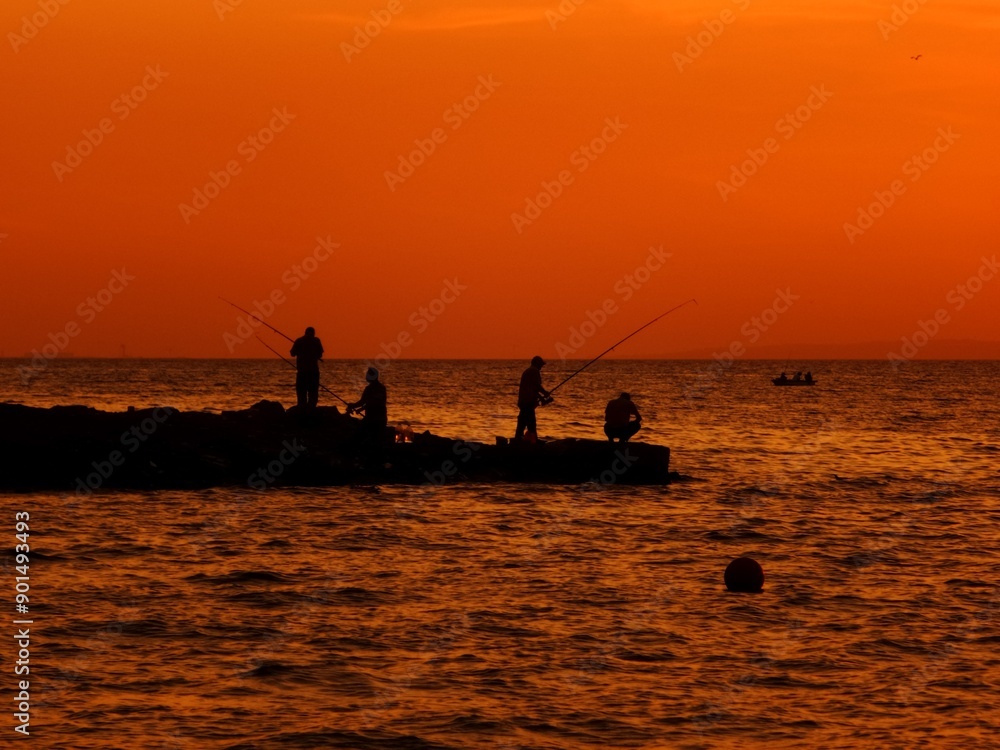 Fototapeta premium fishing at sunset