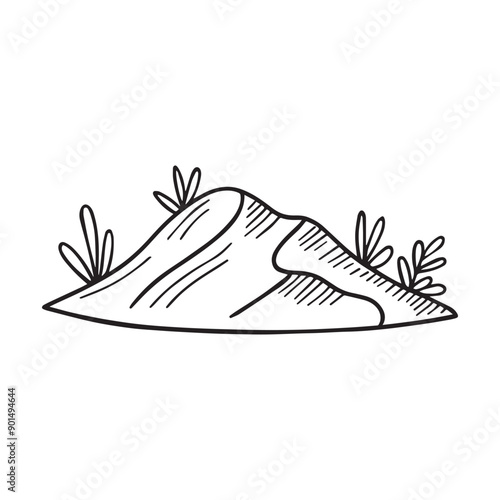 Simple drawing of a sand dune with grass