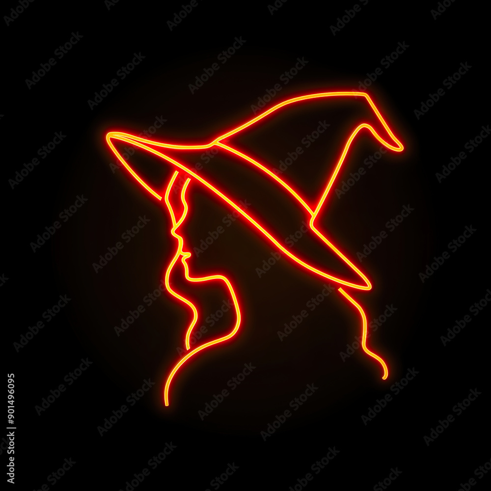 Glowing neon Halloween Witch icon on black background
Glowing neon Halloween Witch icon on black background