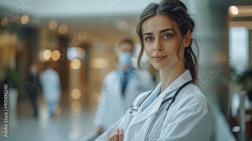 image of confident female doctor in medical uniform.