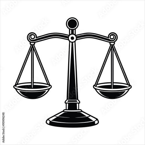 A balanced scale black vector