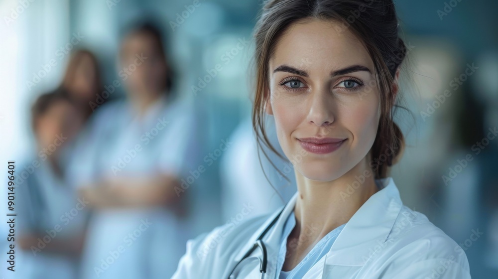image of confident female doctor in medical uniform. image of confident female doctor in medical uniform.