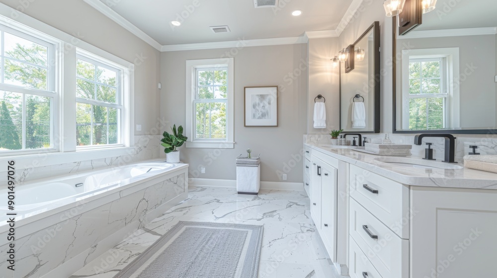 Fototapeta premium Modern serene bathroom interior
