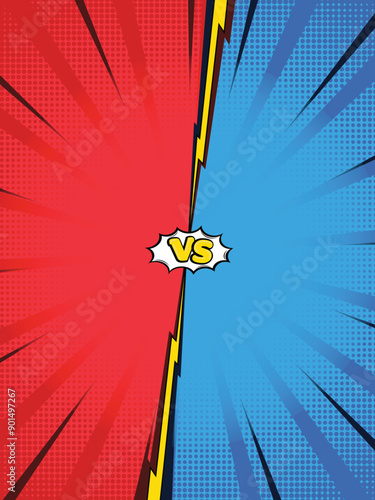 Cartoon comic background fight versus competition poster with halftone effect retro pop art style vector illustration