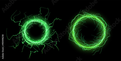 Glowing thunder circle effect vector illustration