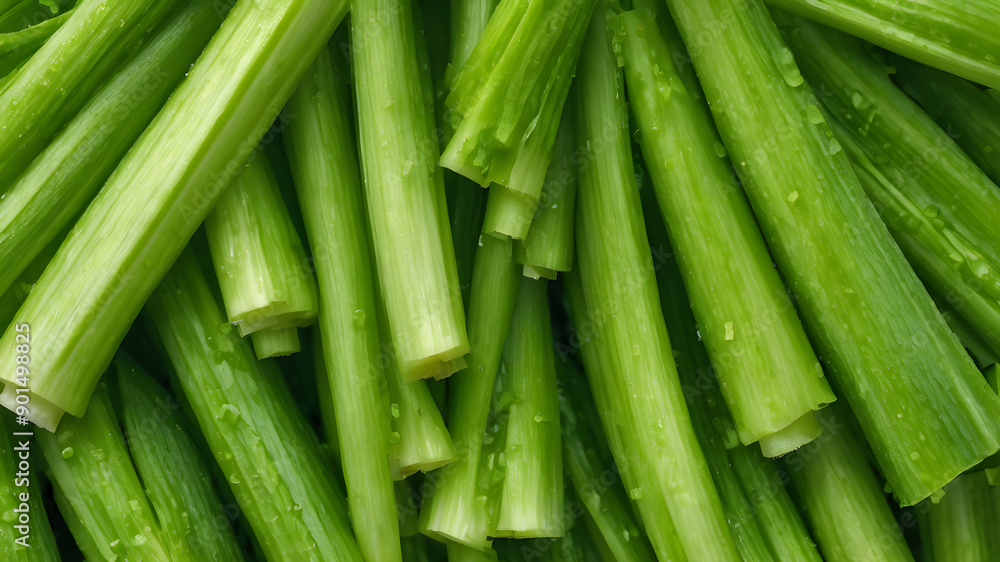 Top view green leeks. Generative AI Top view green leeks. Generative AI