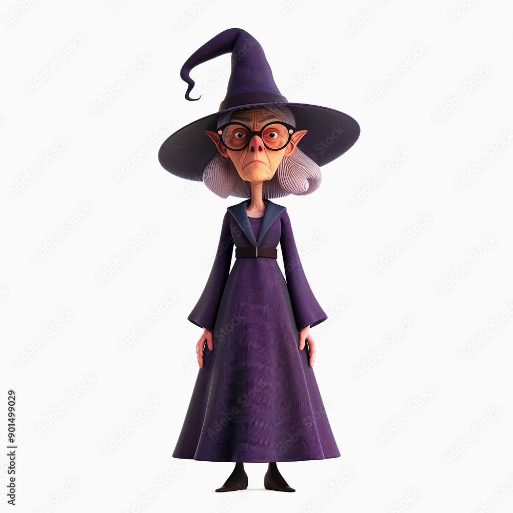 Cartoon Witch with Large Hat and Glasses Cartoon Witch with Large Hat and Glasses