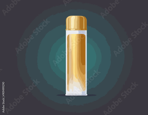 Cartoon style simple gradient hair spray fixation icon. Open gold container with cap. Hair care and styling accessory vector illustration.