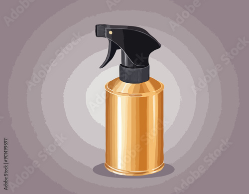Cartoon style simple gradient hair spray fixation icon. Open gold container with cap. Hair care and styling accessory vector illustration.