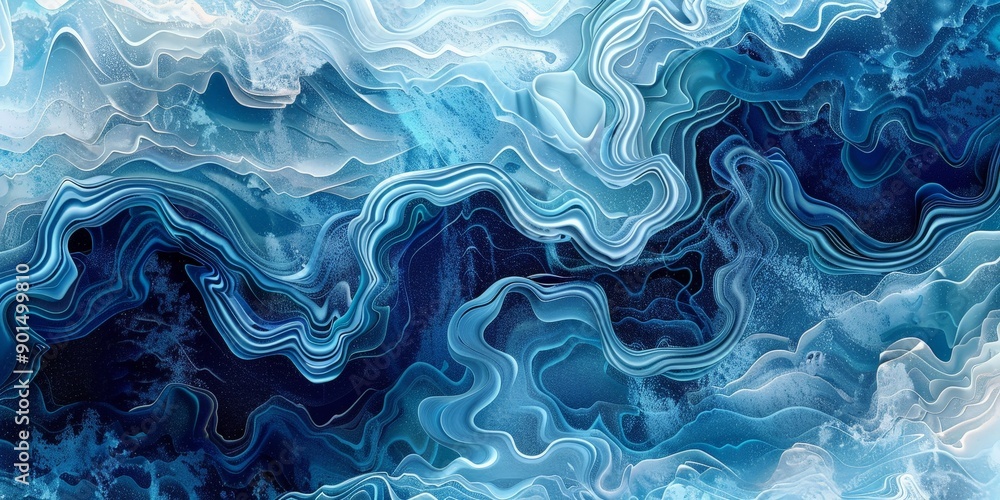 Ocean Waves Abstract in Swirling Blue Shades Ocean Waves Abstract in Swirling Blue Shades