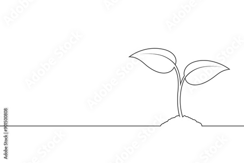 Sprout  graphic icon. Young plant outline sign isolated on white background. Nature symbol. Vector illustration