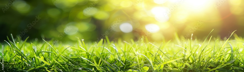 An idyllic summer park scene with fresh green grass and a sunny day An idyllic summer park scene with fresh green grass and a sunny day