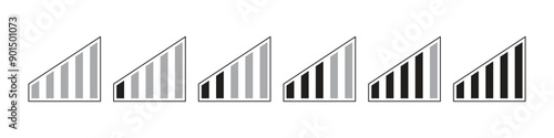 A set of icons to indicate the battery level, mobile signal strength, or sound volume.