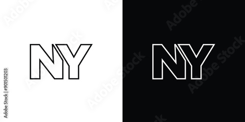 Letter N and Y, NY logo design template. Minimal monogram initial based logotype.
