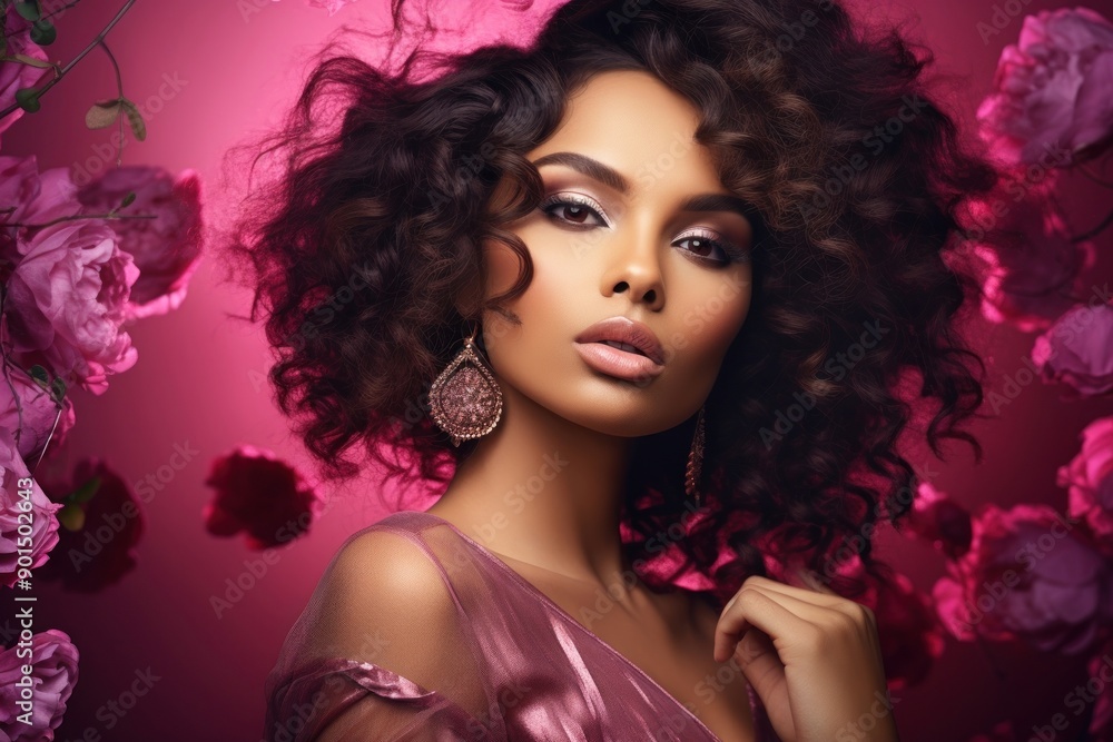 Multiracial woman wearing glamourous makeup portrait fashion adult. Multiracial woman wearing glamourous makeup portrait fashion adult.