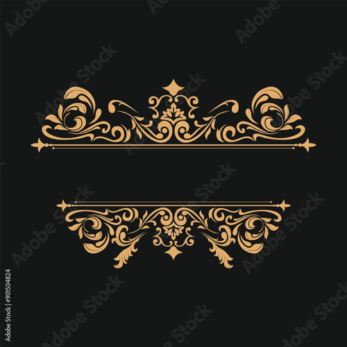 Gold abstract vintage floral ornament divider