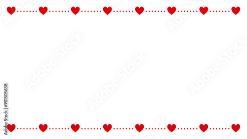 ハートと水玉のライン　フレーム　シンプル　赤　ベクター　飾り枠