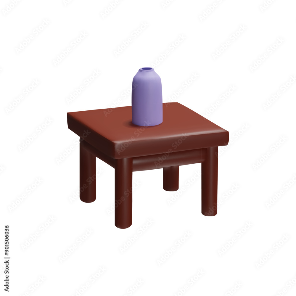 Fototapeta premium 3D icon vector illustration of table and vase.