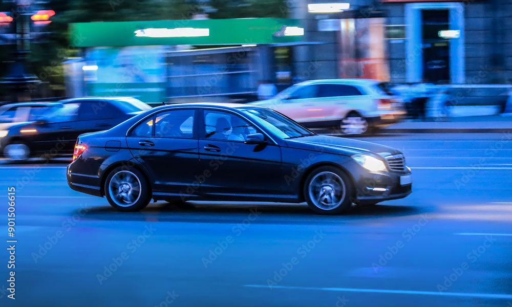 Car traffic at night in the city Car traffic at night in the city