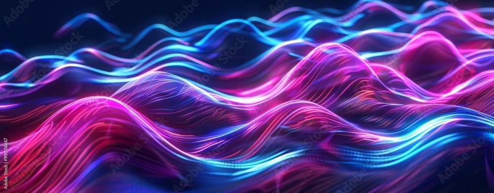 The modern dark blue abstract background is adorned with ultraviolet neon glow, blurry light lines, and waves. High speed effect motion blur red and blue night lights. Magic shining neon light line The modern dark blue abstract background is adorned with ultraviolet neon glow, blurry light lines, and waves. High speed effect motion blur red and blue night lights. Magic shining neon light line
