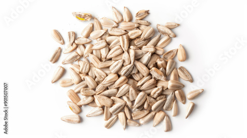 Sunflower seeds isolated on white background in a pile