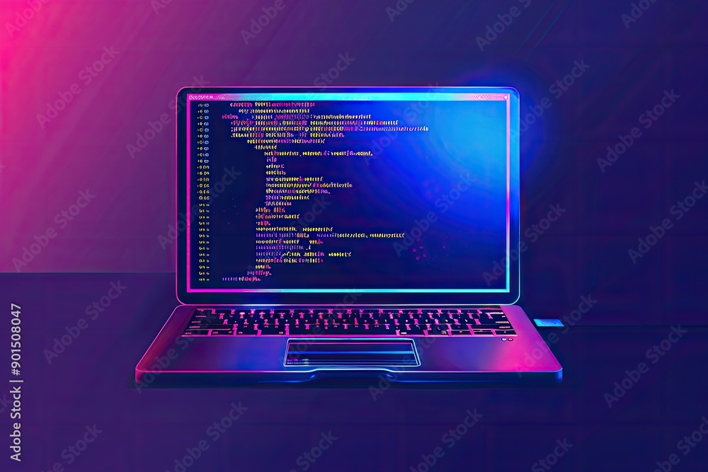 Software, web development, programming concept. Abstract Programming language and program code on screen laptop Software, web development, programming concept. Abstract Programming language and program code on screen laptop