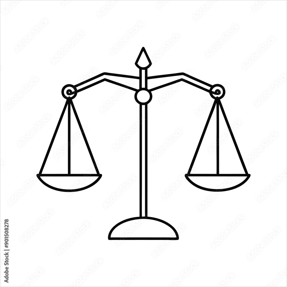 A balanced scale line art vector A balanced scale line art vector