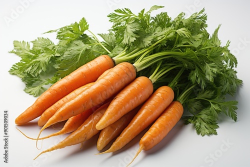 Carrot with white background leaves with cutout, generative IA